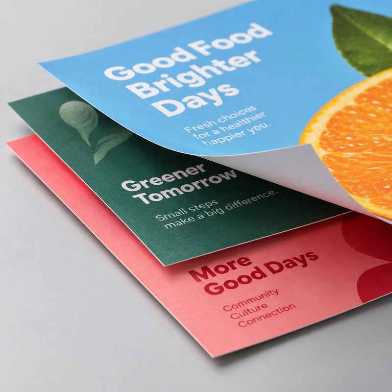 Flyers: Print-detail view showing thin flexible stock