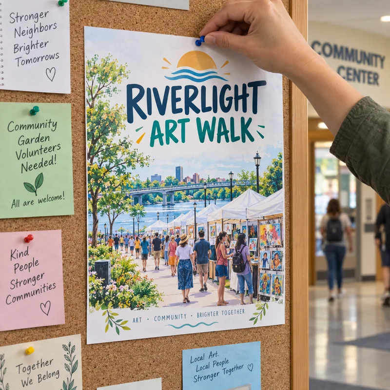 Flyers: 8.5 × 11 live use: community bulletin-board announcement