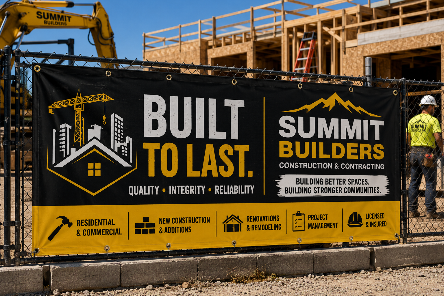 Custom construction and contractor banner
