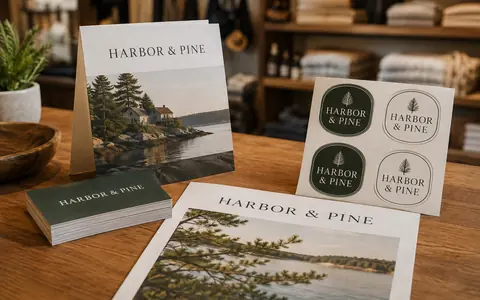 About Business cards, flyers and decals for Harbor and Pine