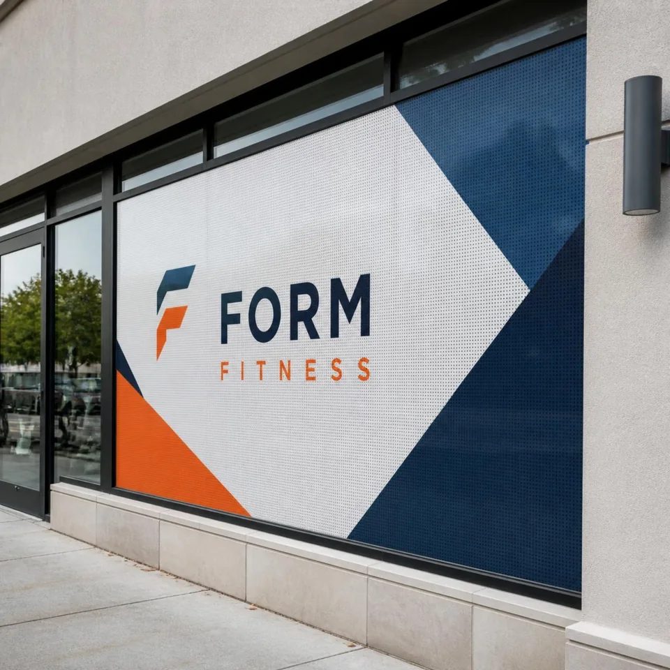 FORM FITNESS storefront with geometric window vinyl