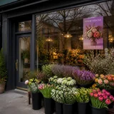 STEM HOUSE florist storefront window graphic